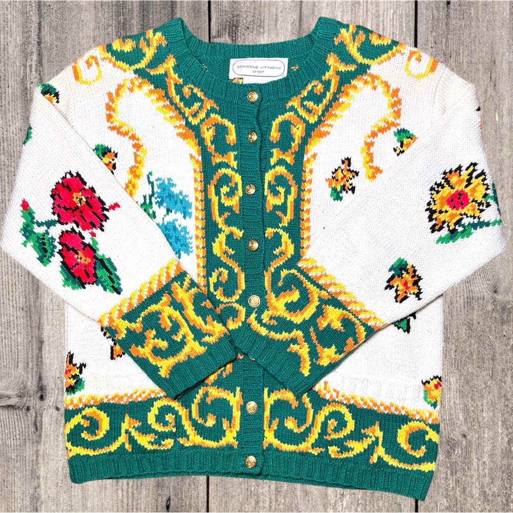 Vintage 80s Adrienne Vittadini Sport Knit Sweater Size Small